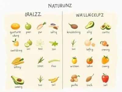 Welche Wörter sind wichtig für die Beschreibung von Lebensmittel visualisation